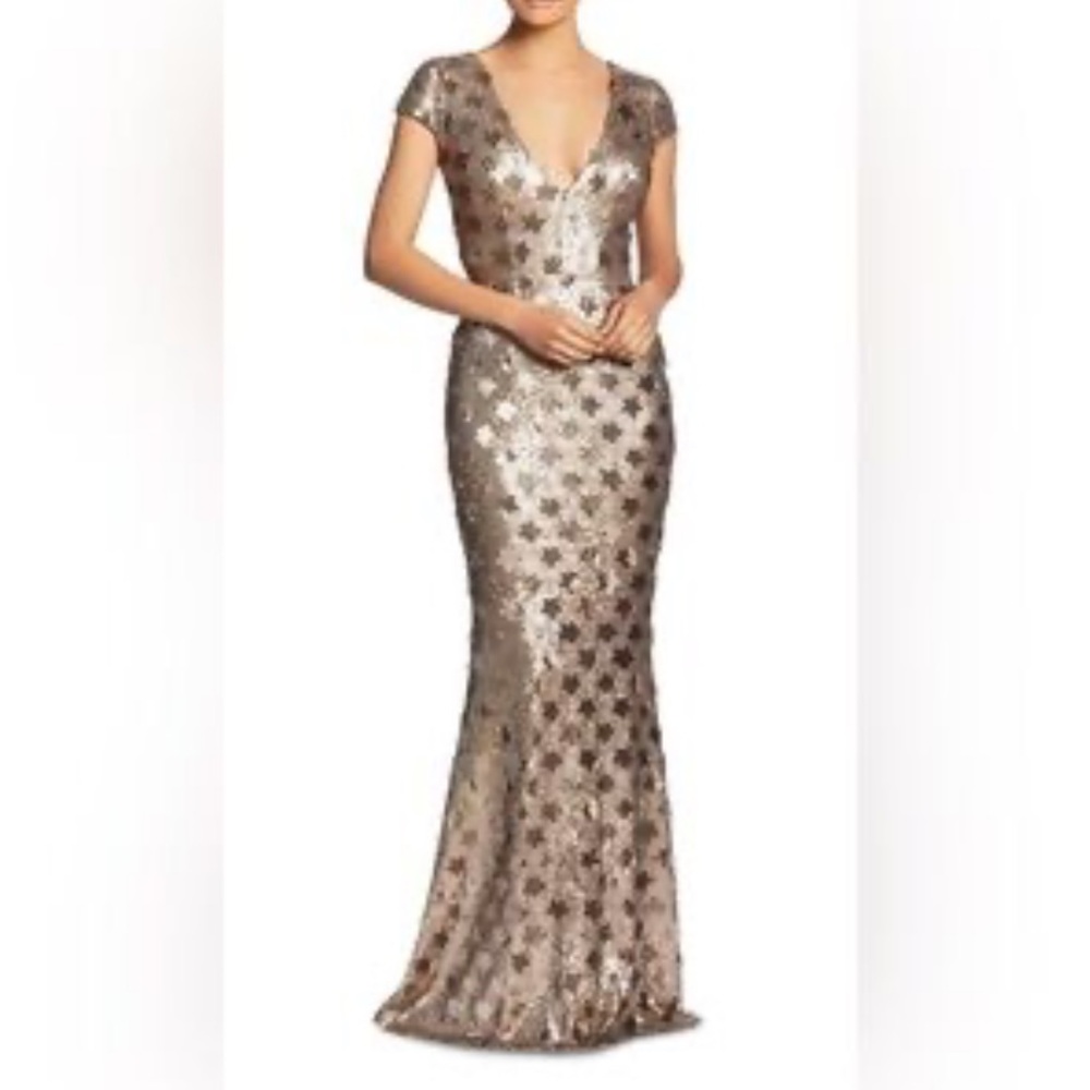 Dress the Population Gold Sequin Maxi Dress